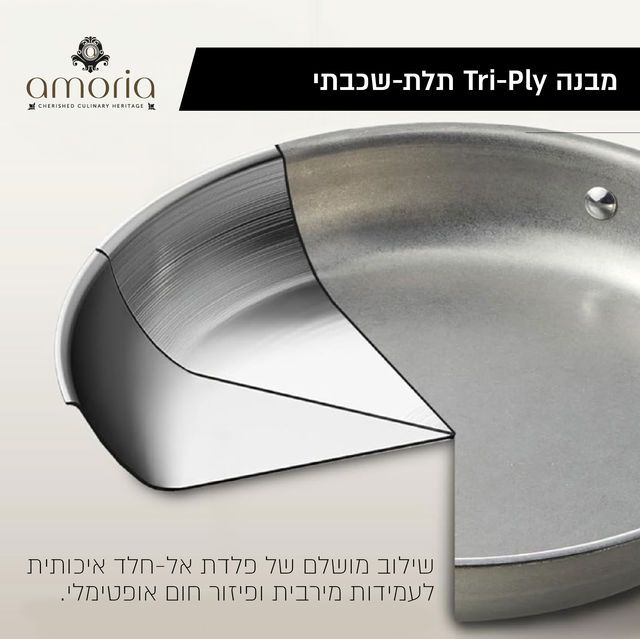 סוטאז' נירוסטה גימור נחושת 36 ס"מ ידיות שחורות AMORIA