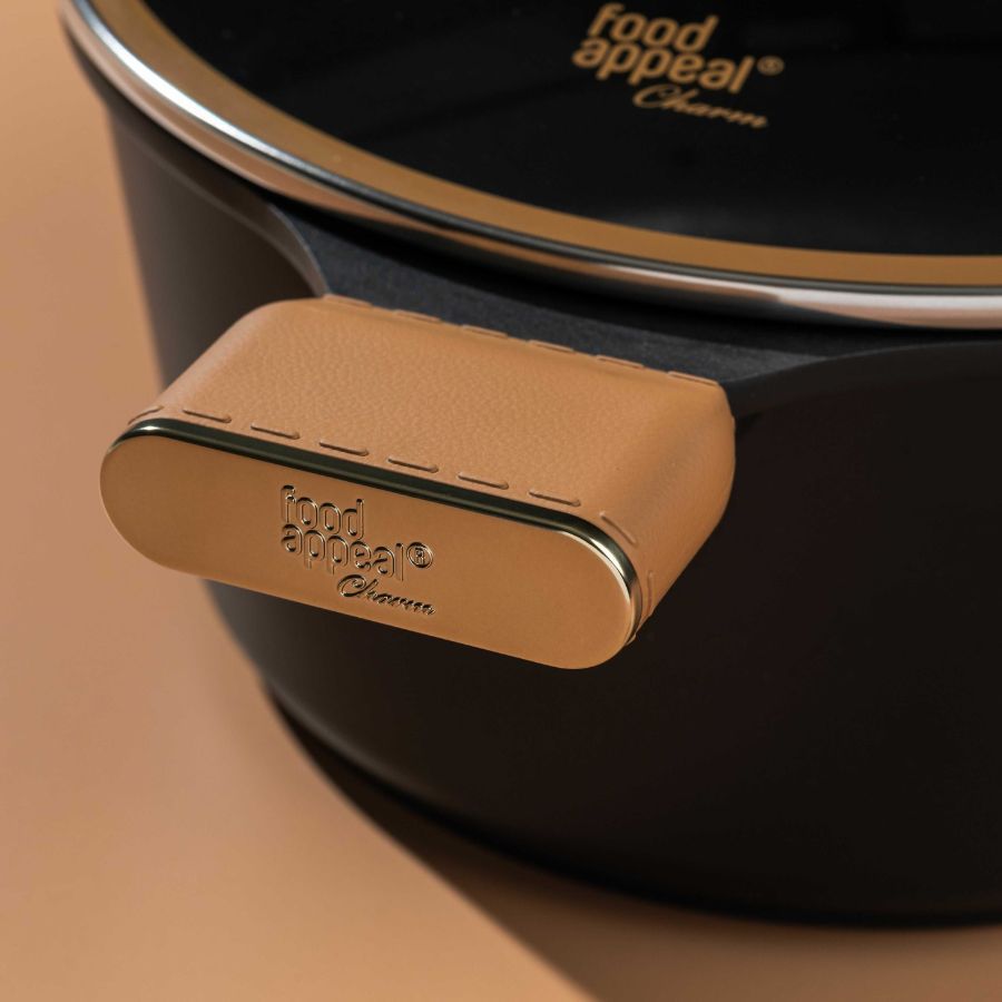 סיר 32 ס"מ CHARM - ידיות "אפקט העור" צבע קאמל