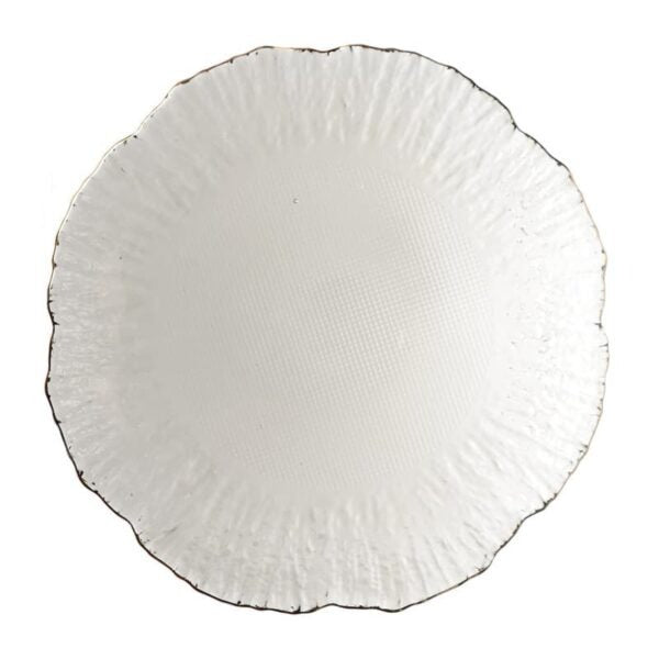 סט 6 צלחות עוגה - קוטר 17 ס”מ זכוכית אפורה גבישי פס זהב ADI