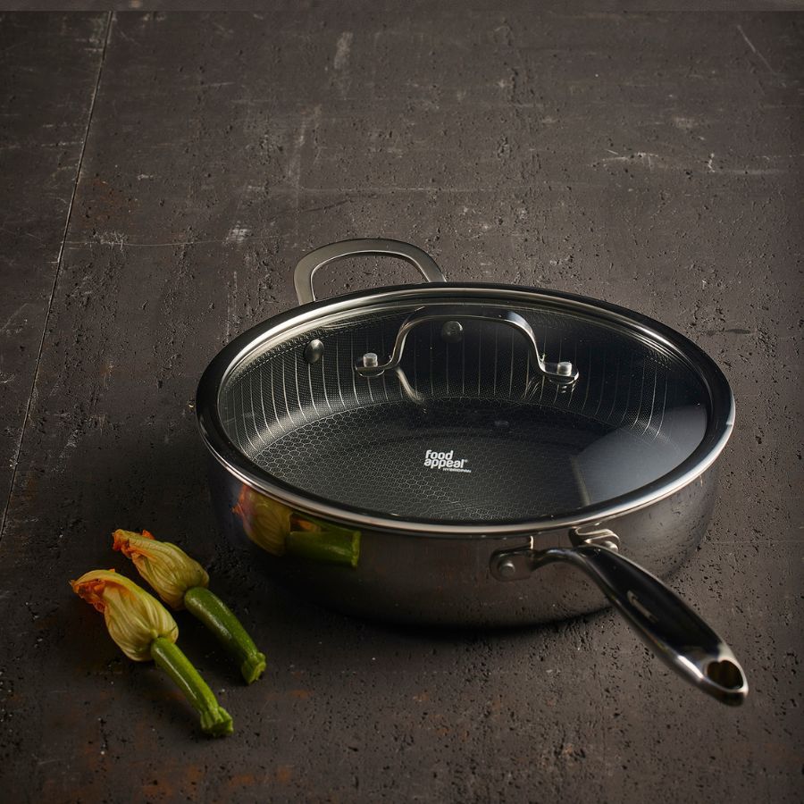 מחבת היברידית עמוקה 28 ס"מ + מכסה HYBRIDPAN מבית Food appeal