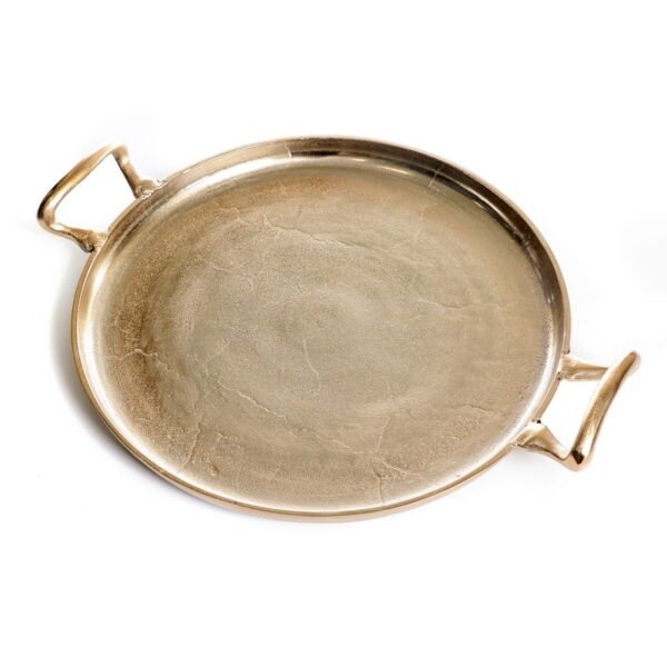 מגש מתכת - בראס עגול זהב 38 ס"מ