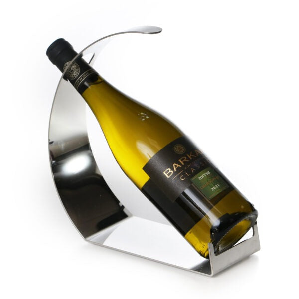 מתקן לבקבוק יין - נירוסטה כסף 22.5X9 ס”מ גובה 24 ס”מ