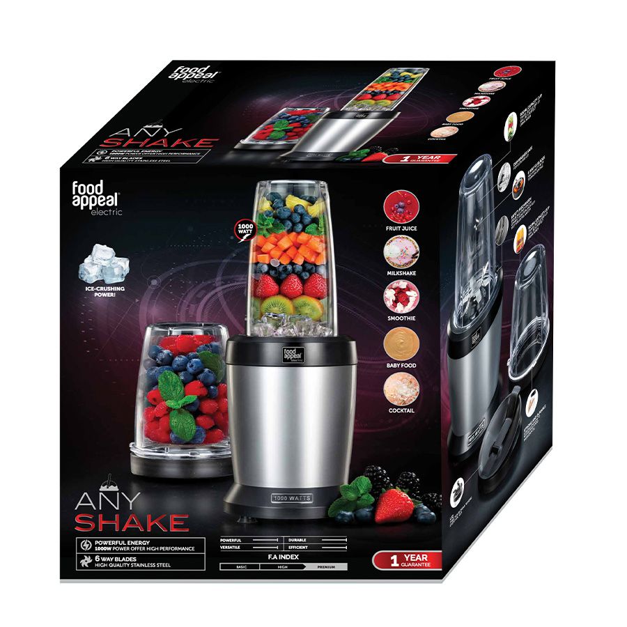 שייקר בלנדר עוצמתי 1000W ANY SHAKE מבית Food appeal