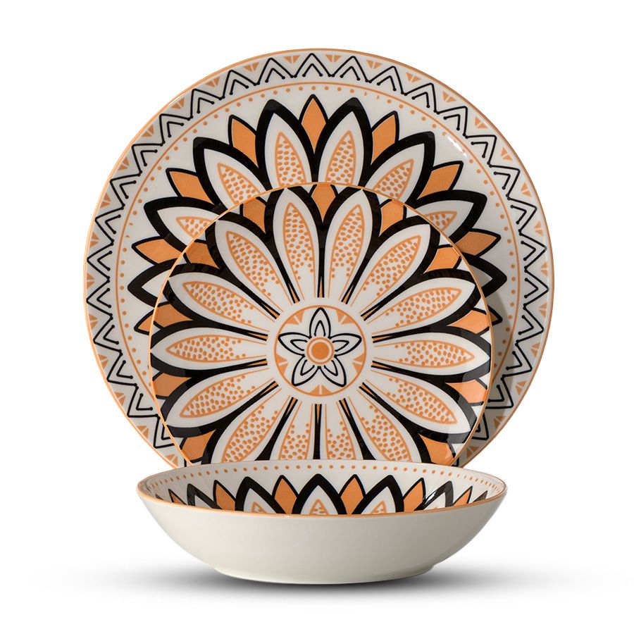 סט צלחות 18 חלקים TANGIRA פורצלן כתום מבית Food appeal