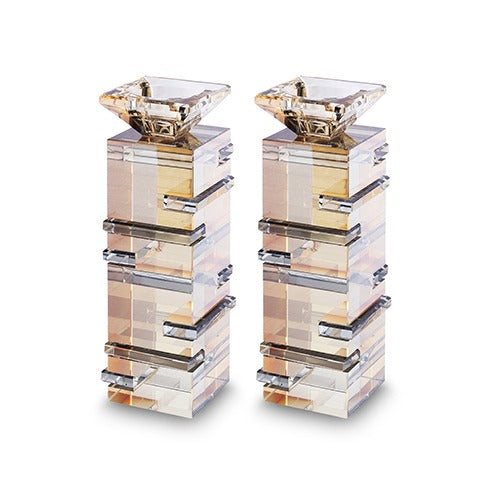 זוג פמוט - קריסטל זהב שחור 20 ס"מ