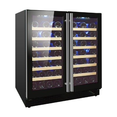 מקרר יין 2 אזורי קירור Galaxy, עד 66 בק, מדחס, מדפי עץ נשלפים, תצוגה דיגיטלית, אפשרות גם לאינטגרלי.