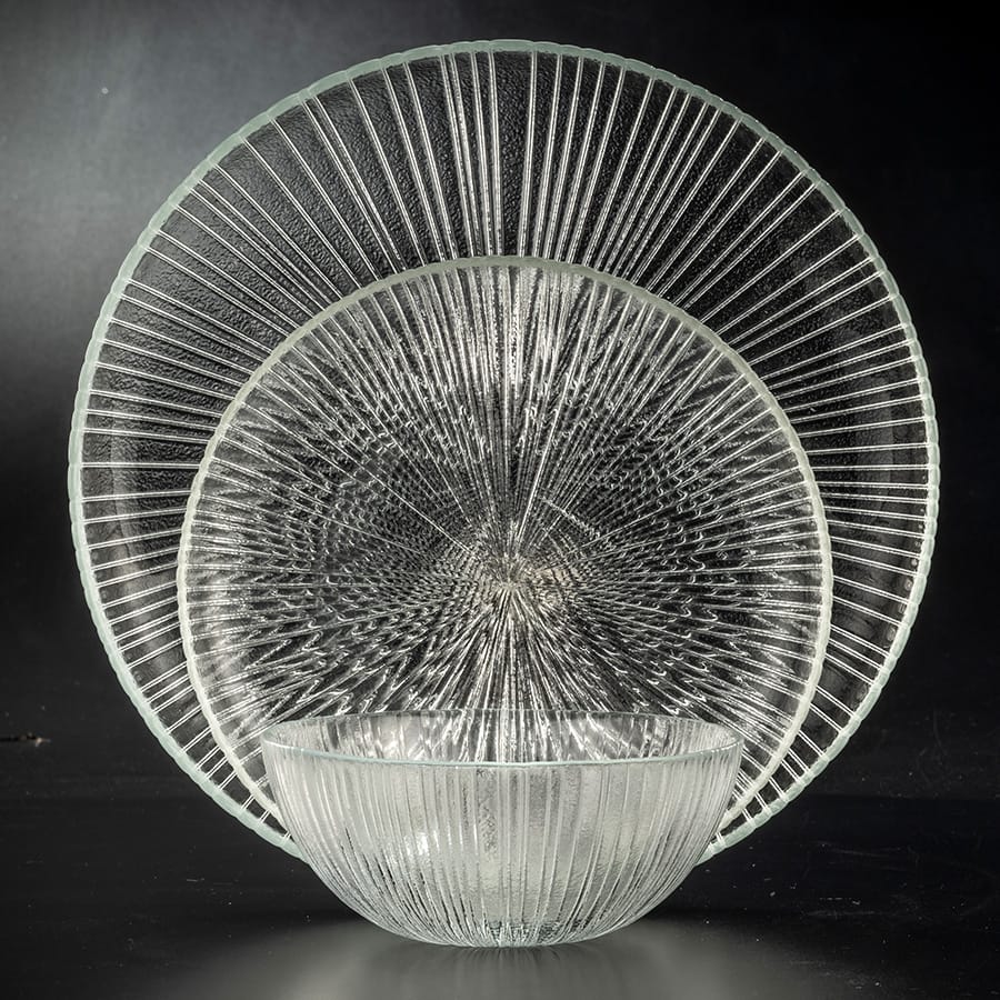 סט צלחות 18 חלקים - זכוכית דגם LIN