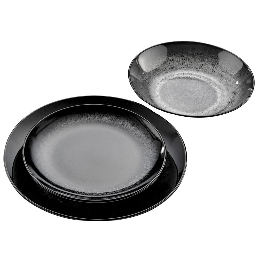 סט צלחות 18 חלקים - פורצלן UNDERGLAZZE BATIK BLACK 