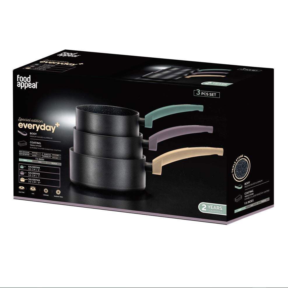 מארז קלחות 16/18/20 ס"מ EVERYDAY+ כחול/סגול/ורוד