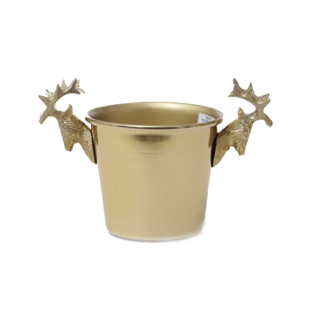 דלי קרח זהב - ראשי אייל 17X16X16 BRASSGOLD