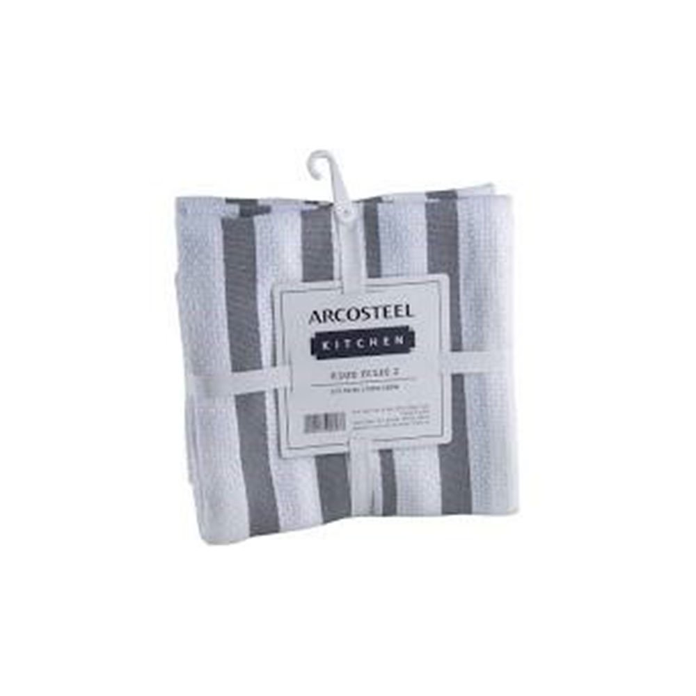 סט 2 מגבות מטבח פס אפור ARCOSTEEL