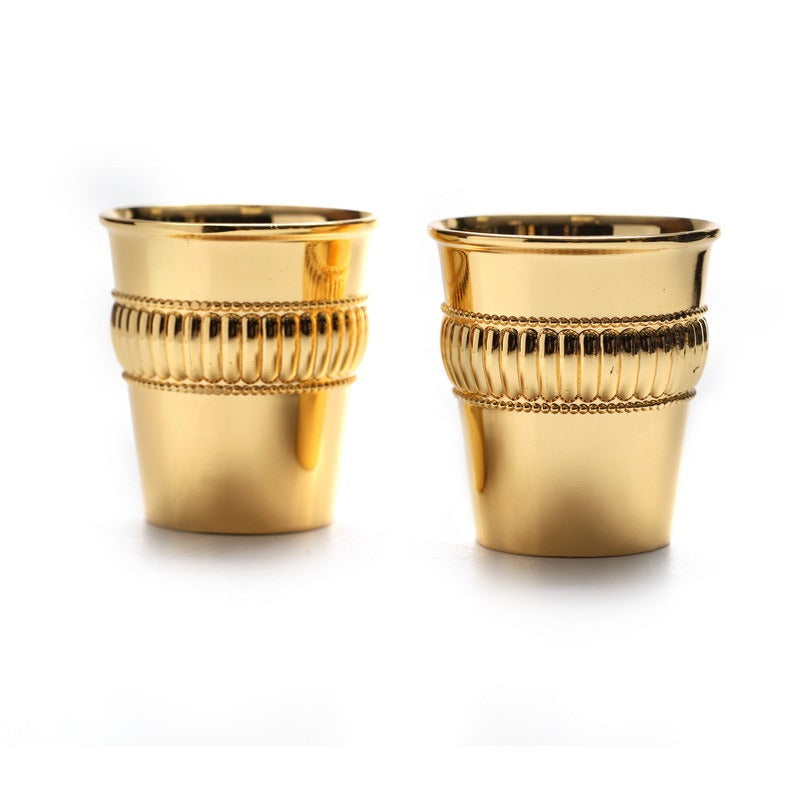 זוג כוסיות לילדים - 100 מ”ל פסח ציפוי זהב דגם פסים