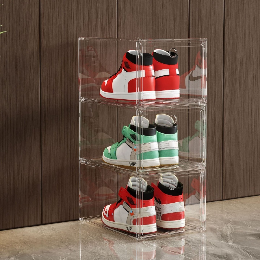 סט 3 קופסאות נעליים אקריליות – פתיחה קדמית 36*27 גובה 20