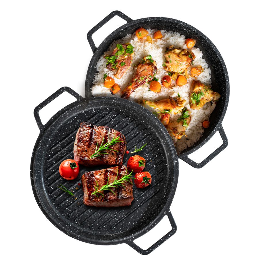 סיר רוסטר 24 ס"מ 4.4 ליטר עם מכסה דו שימושי BLACK MARBLE