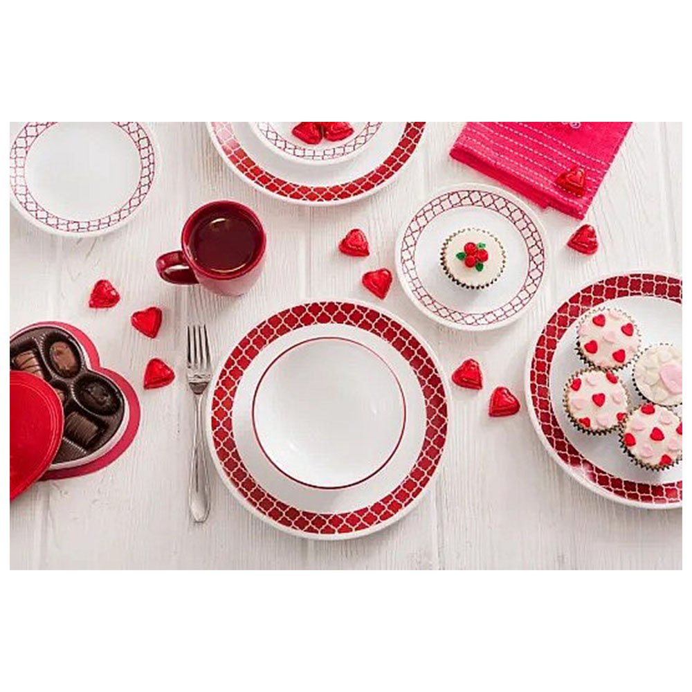 סט צלחות 12 חלקים , Crimson Trelis , מבית Corelle קורנינג