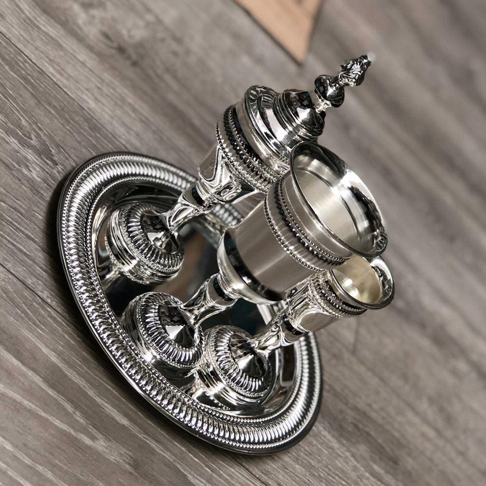 סט הבדלה - פסים כסף מבריק