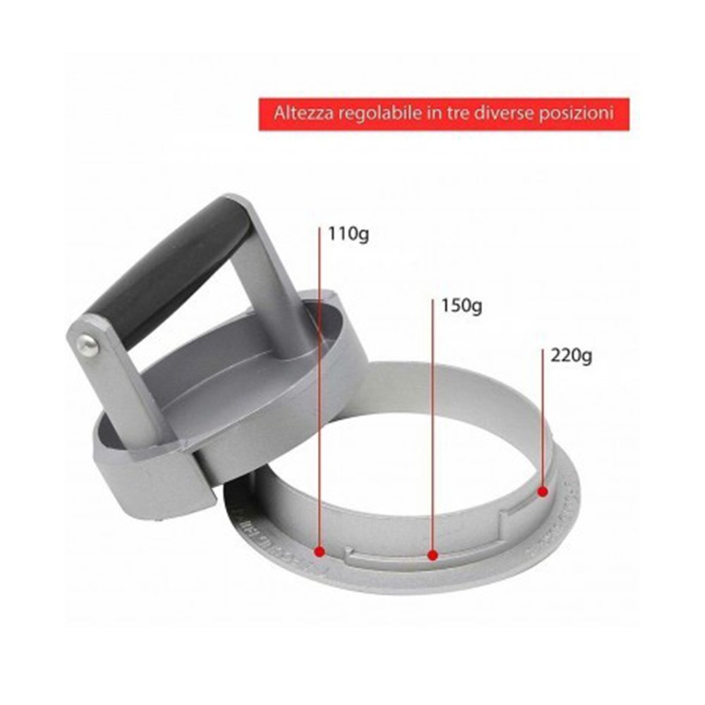 רינג-תבנית להכנת המבורגר כולל 3 מידות  + מדחס PEDRINI