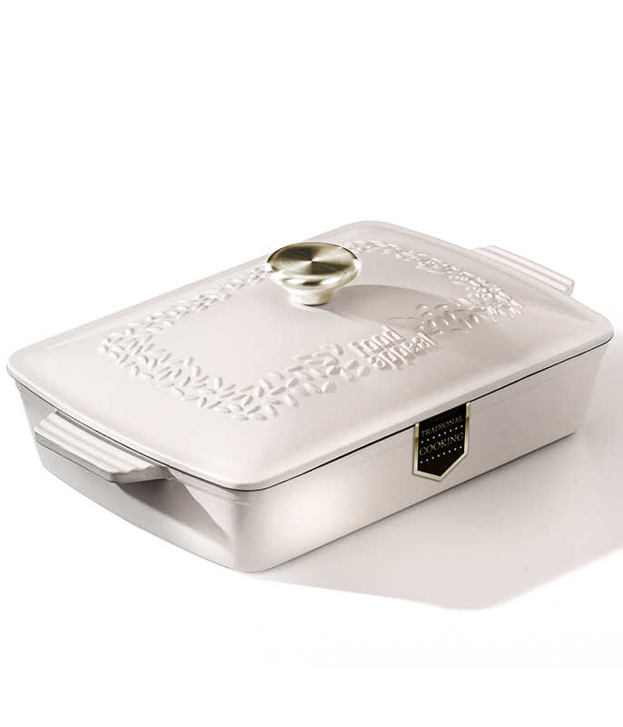 תבנית רוסטר עם מכסה יציקת ברזל 3.9 ליטר HERITAGE קרם