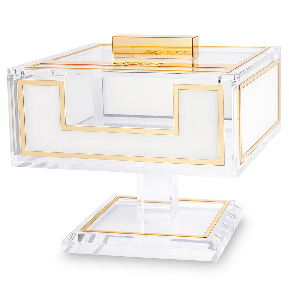 כלי למצה - מאקריליק מהודר עם רגל פס זהב 22x22x20 ס"מ