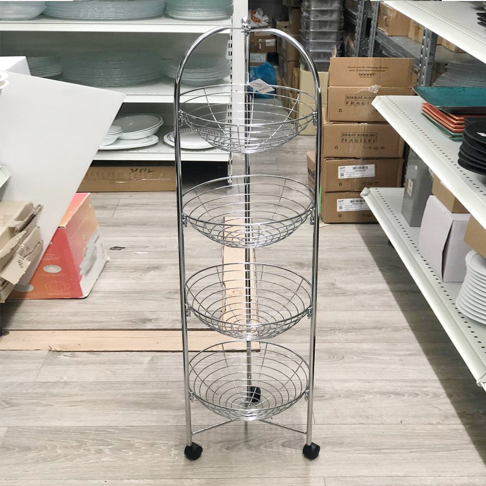 מעמד לירקות ניקל 4 קומות - סלסלה עגולה