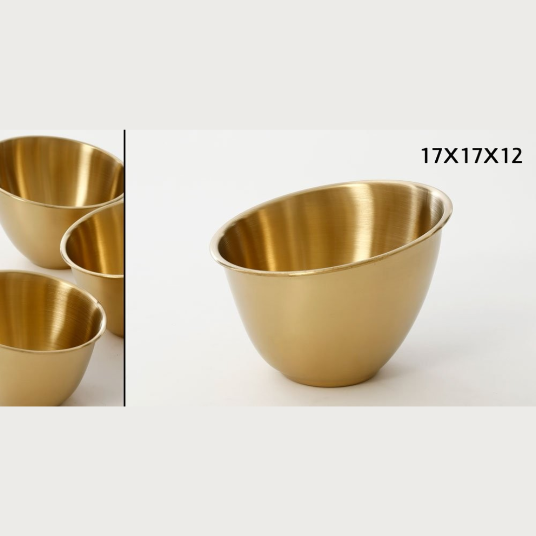 קערת הגשה נירוסטה זהב 17X17X12 ס"מ