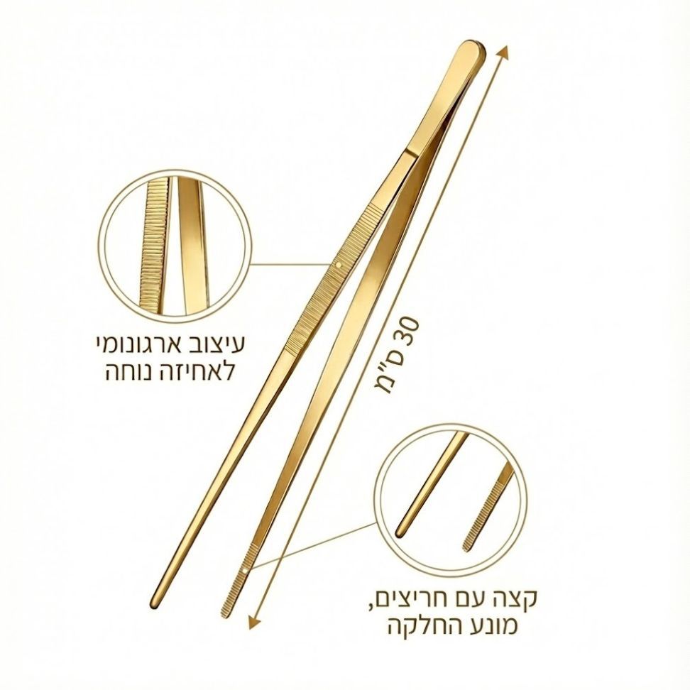 פינצטת שף זהב 30 ס"מ