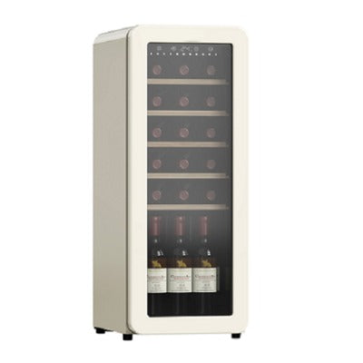 מקרר יין רטרו שמנת 21 בק, מדחס, מדפי עץ נשלפים, תצוגה דיגיטלית.