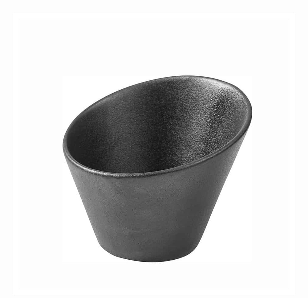 קערה עגולה משופע פורצלן שחור מט 12 ס"מ