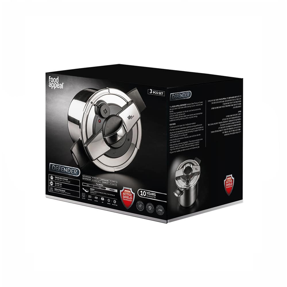 סיר לחץ בטיחותי 7 ל' | 22 ס"מ Defender בטכנולוגיית Active Shield