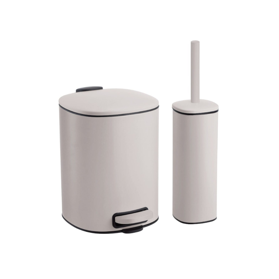 סט שירותים – פח 5 ל' + מברשת אסלה צבע מוקה