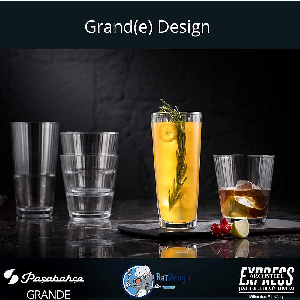 סט 12 כוס שתייה - גרנדה הייבול גבוהות 300 מ"ל GRANDE SUNRAY