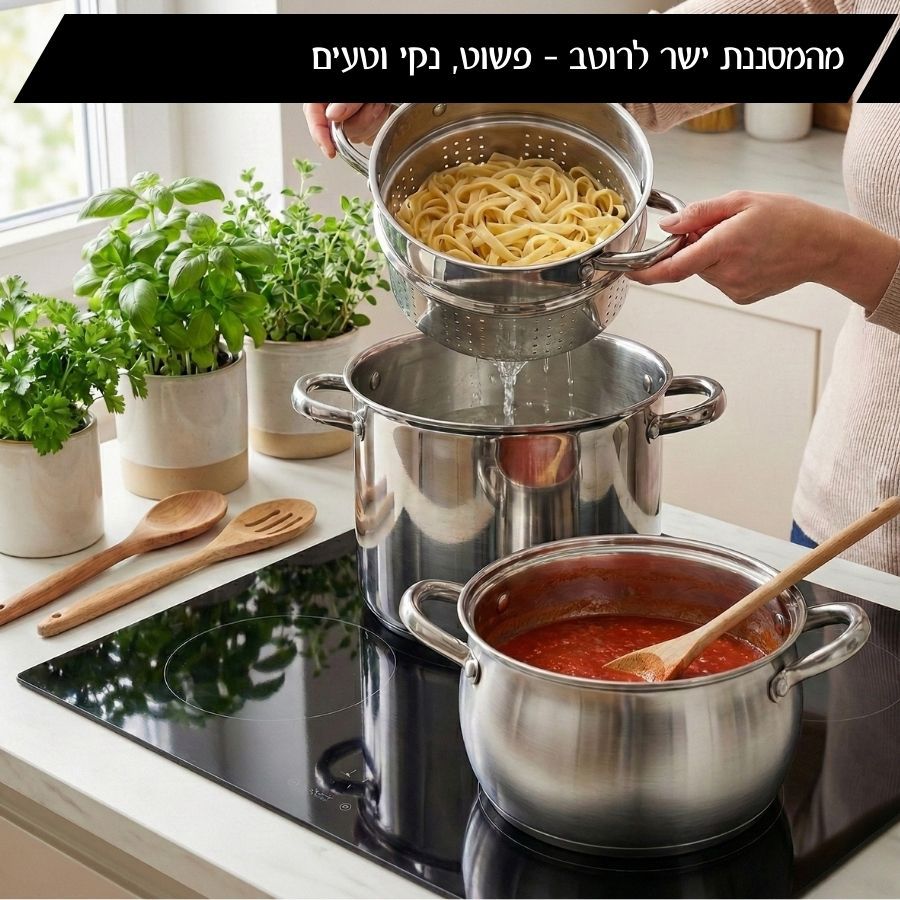 סיר מסננת רב-תכליתי מנירוסטה 24 ס"מ, 6 ליטר MAESTRO STEAM STRAIN מבית Food appeal