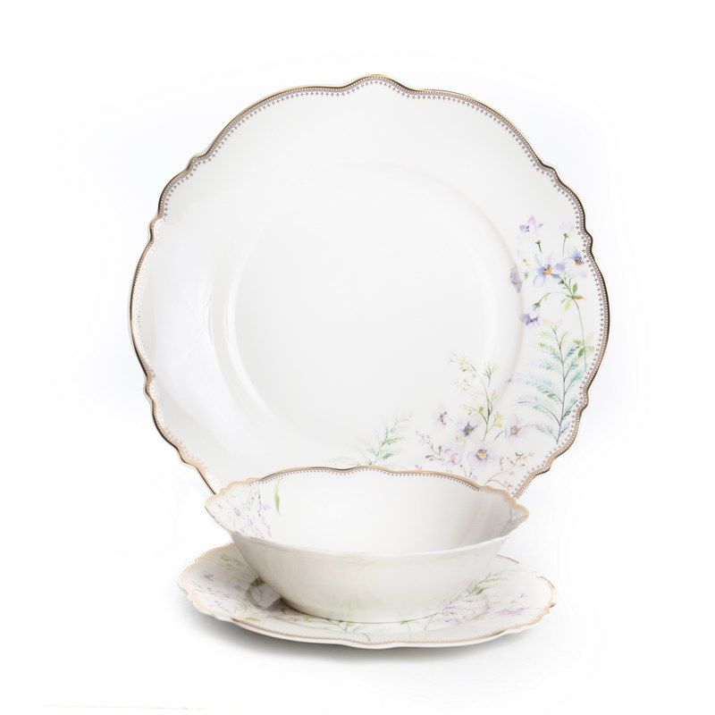 סט צלחות 18 חלקים - דגם Lily לילך New Bone China