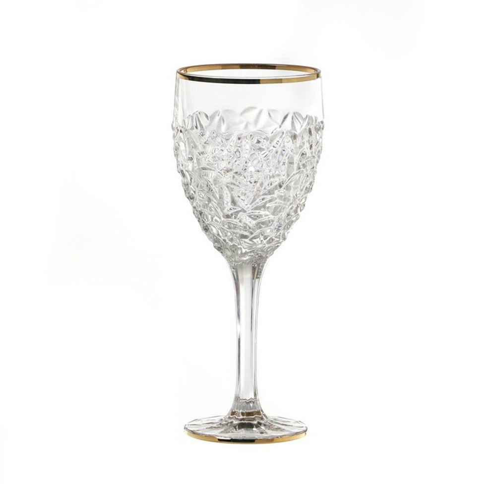 סט 6 כוס יין - זהב ניקולט שקוף קריסטל בוהמיה 320 מ"ל