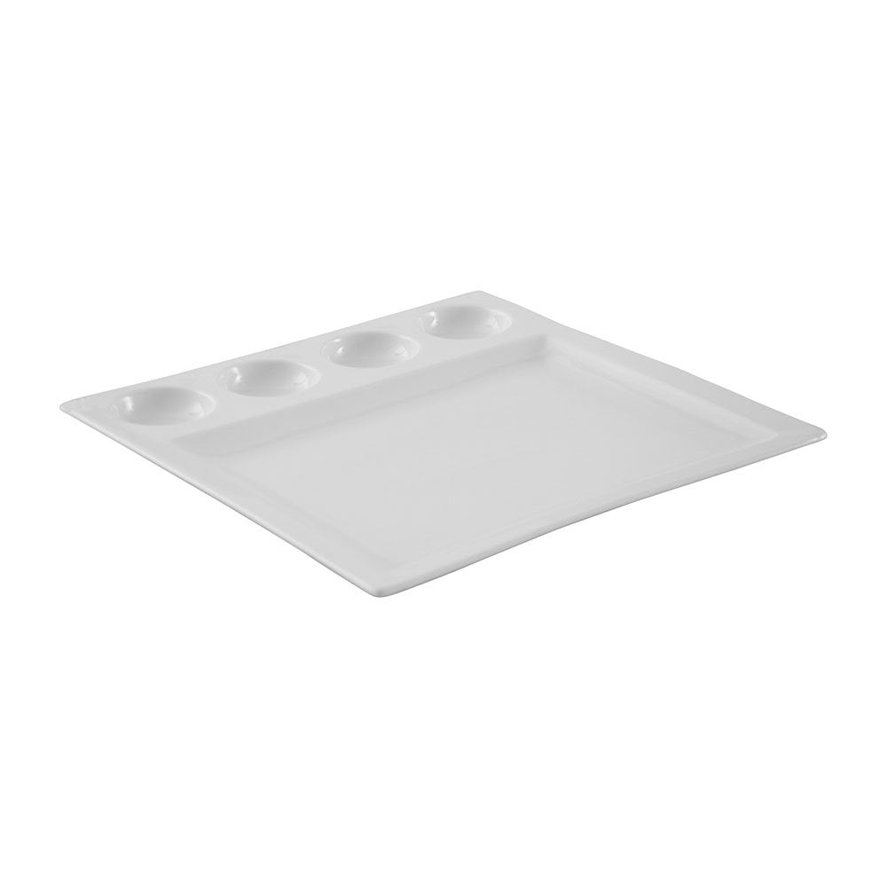 צלחת מרובעת ארוחת בוקר 4 שקעים פורצלן 32 ס"מ