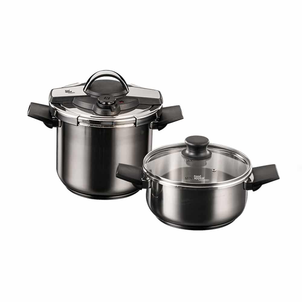 סט 5 חל' סיר לחץ 7 ל' + 4 ל' + סל' אידוי Defender בטכנולוגיית Active Shield