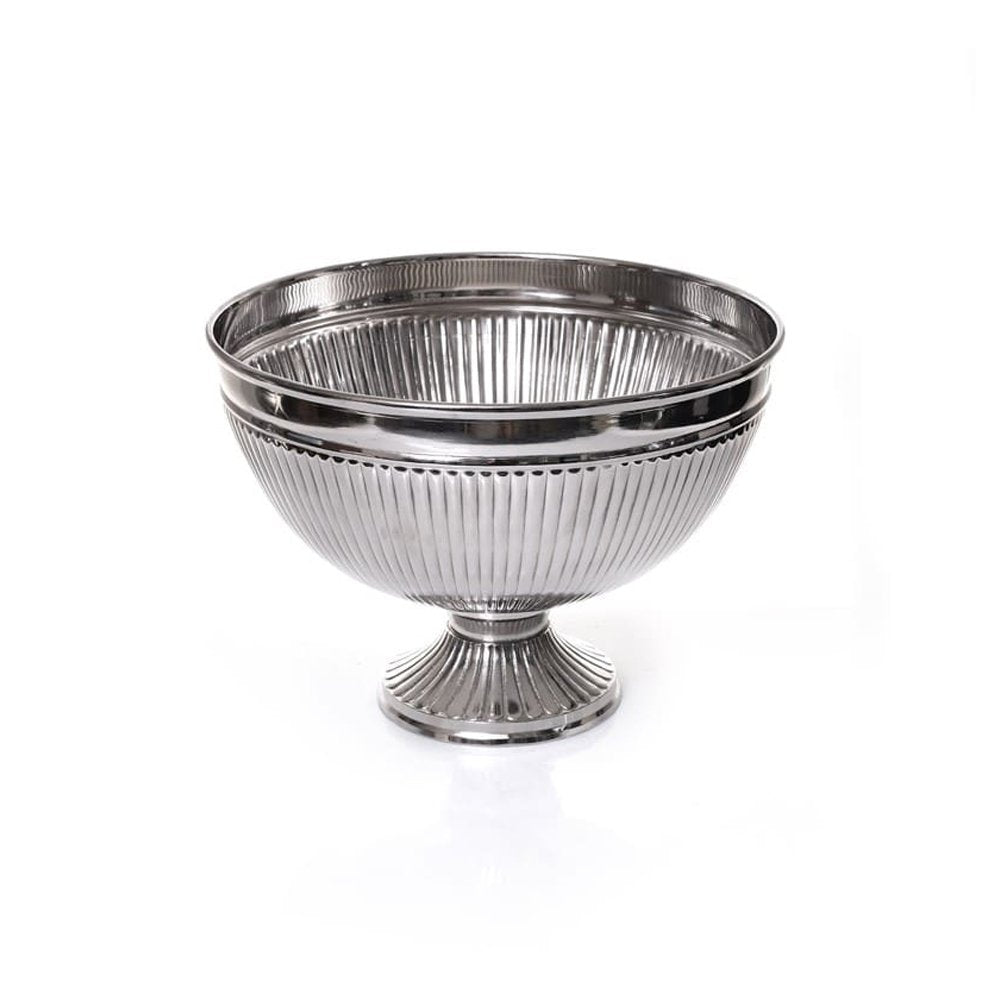 שמפניירה - דלי שמפניה עגולה כסף  עם רגל 38 ס"מ