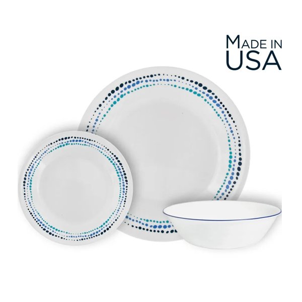 סט צלחות 18 חלקים , דגם Ocean Blues , מבית קורנינג corelle