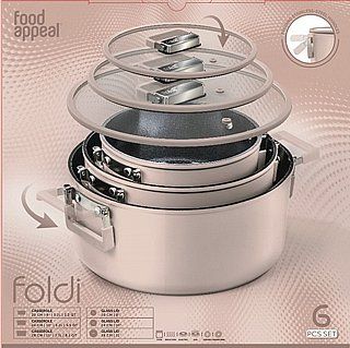 סט סירים 6 חלקים סיר 20/24/28 + 3 מגני סירים FOLDI קרם מבית Food appeal