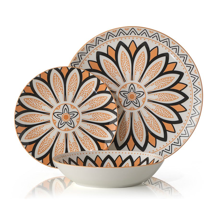 סט צלחות 18 חלקים TANGIRA פורצלן כתום מבית Food appeal