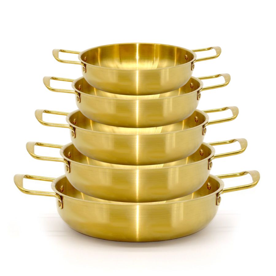מארז 5 מחבתות הגשה נירוסטה זהב DREAM CHEF