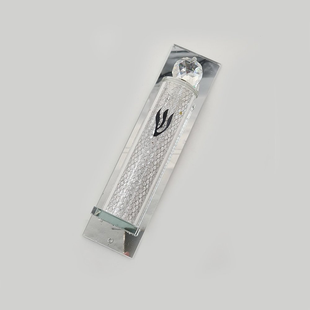 בית מזוזה - קריסטל סליל כסף 12 ס"מ