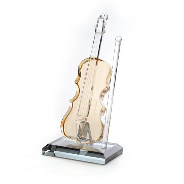 קישוט כינור קריסטל ענבר שילוב אפור 10X6.5 גובה 22 ס”מ