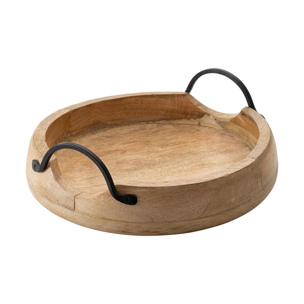 קרש עץ בהיר עגול עם 2 ידיות  מתכת 25X10 ס"מ CUTTER PEELER 17602124