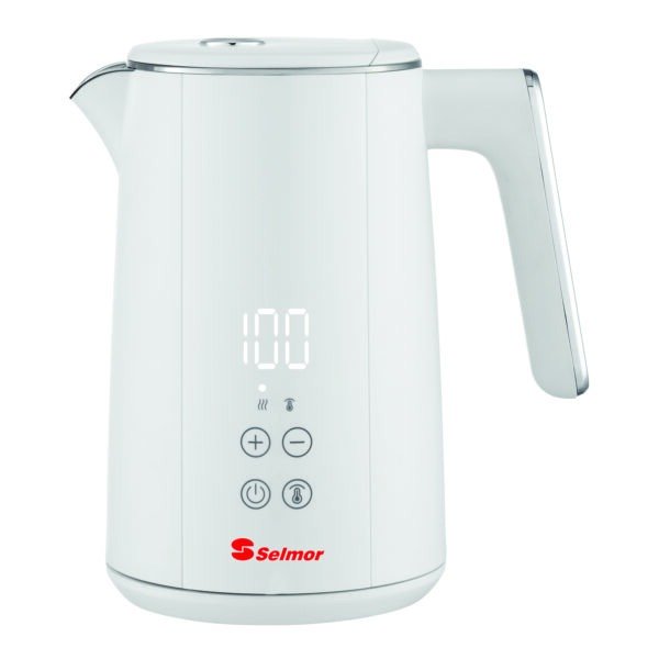 קומקום חשמלי דיגיטלי סלמור בצבע לבן עם בידוד כפול 6650W