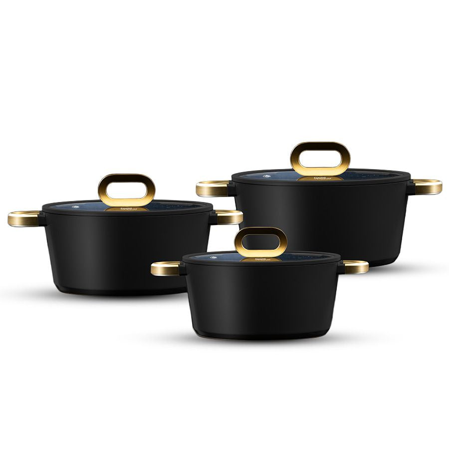 סט סירים 6 חלקים - סירים 20/24/28 ס"מ GLORY שחור