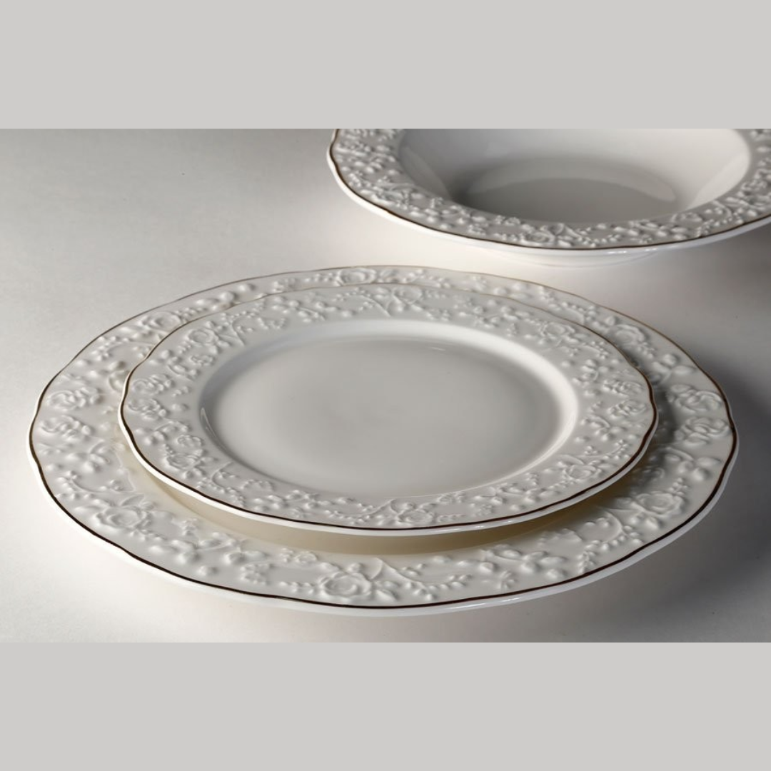 סט צלחות 18 חלקים - פורצלן מעוטר פס זהב דגם SPENCER