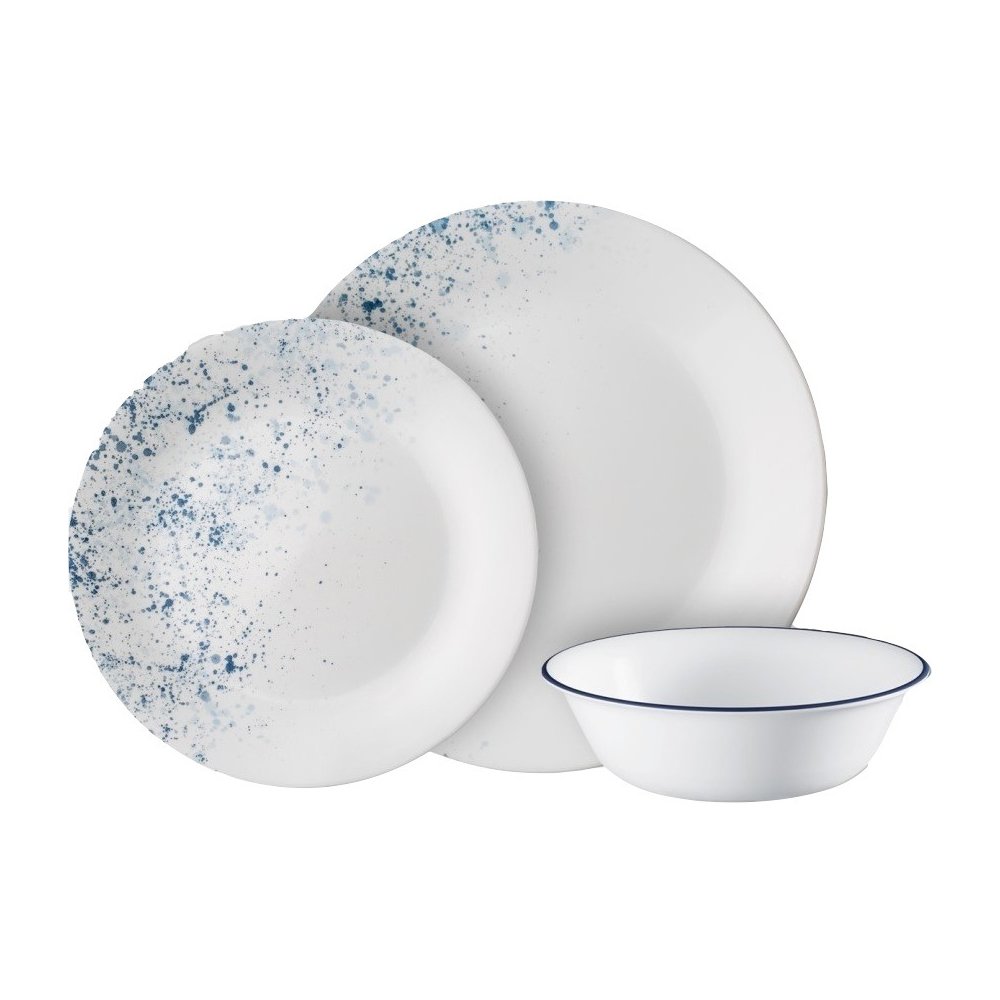 סט צלחות 18 חלקים ,Indigo Speckle מבית CORLEE קורנינג