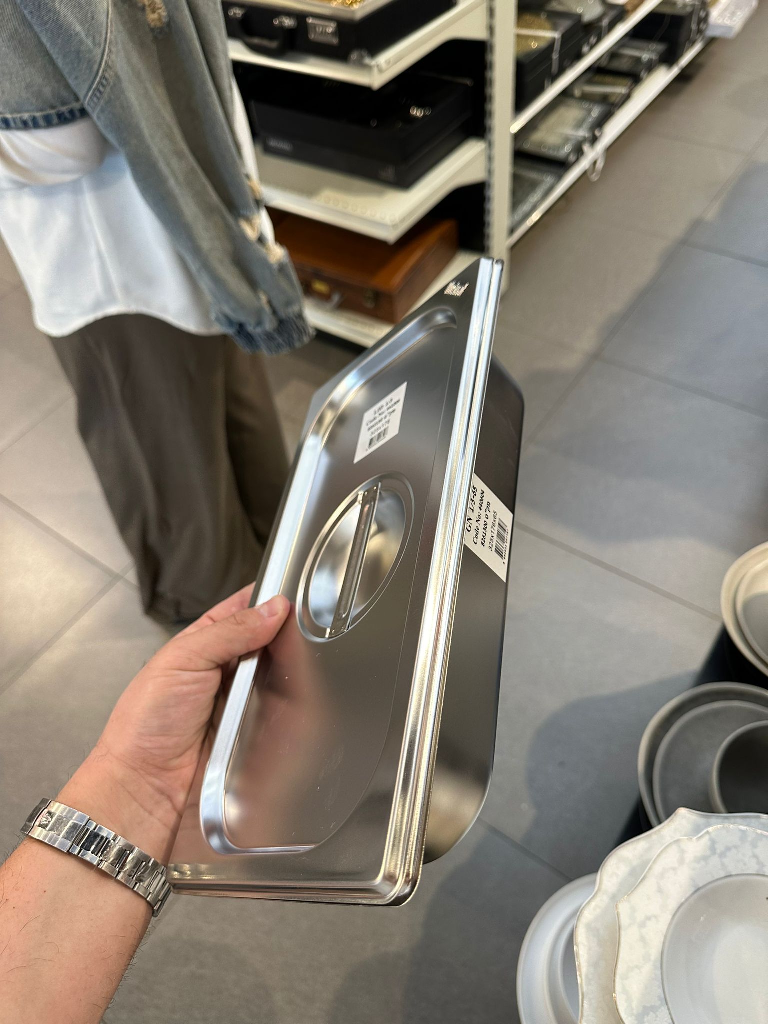 מארז אחסון וחימום - תבנית נירוסטה גסטרונום 1/3-6.5 + מכסה נירוסטה 1/3