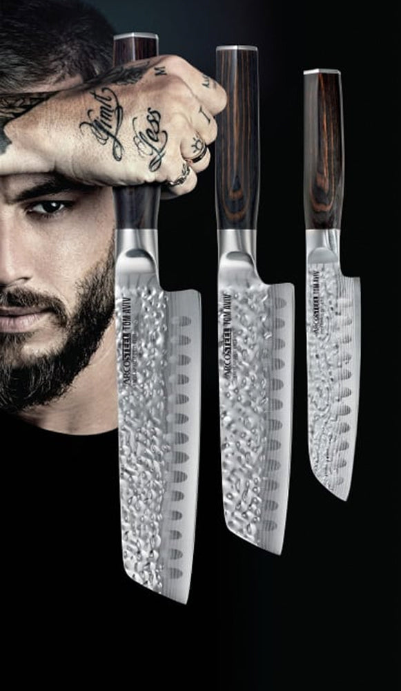 סט 3 סכיני סנטוקו מסדרת שף טום אביב